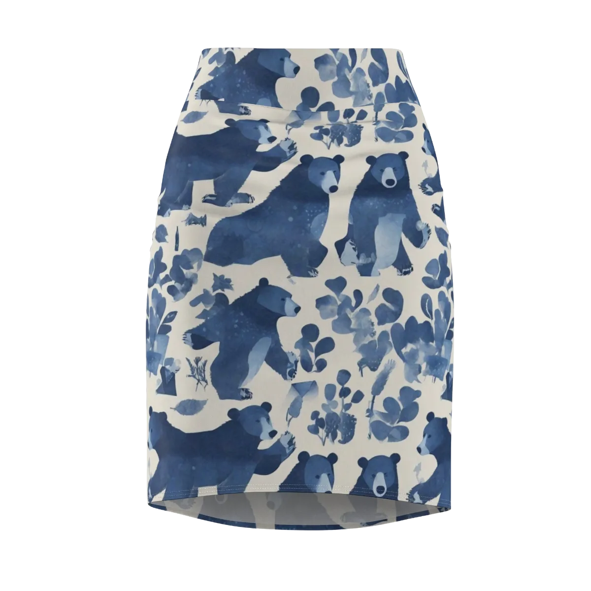 Blue Bearwood on Pencil Skirt — Front