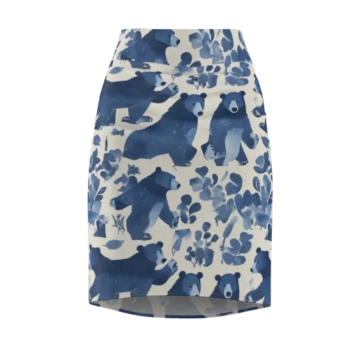 Blue Bearwood on a Pencil Skirt
