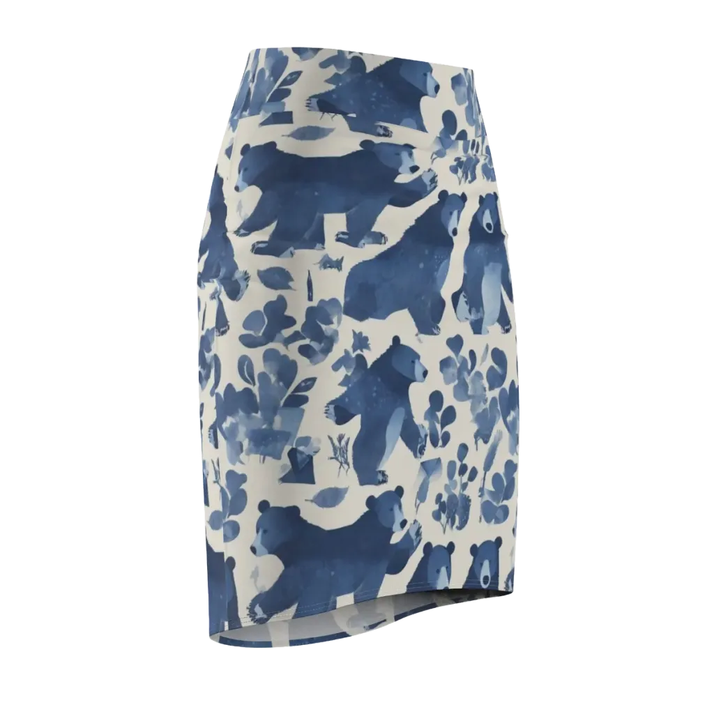 Blue Bearwood on Pencil Skirt — Front Side