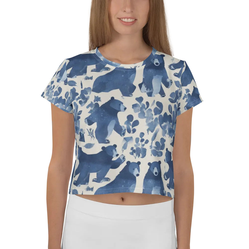 Blue Bearwood on Crop Tee — Front