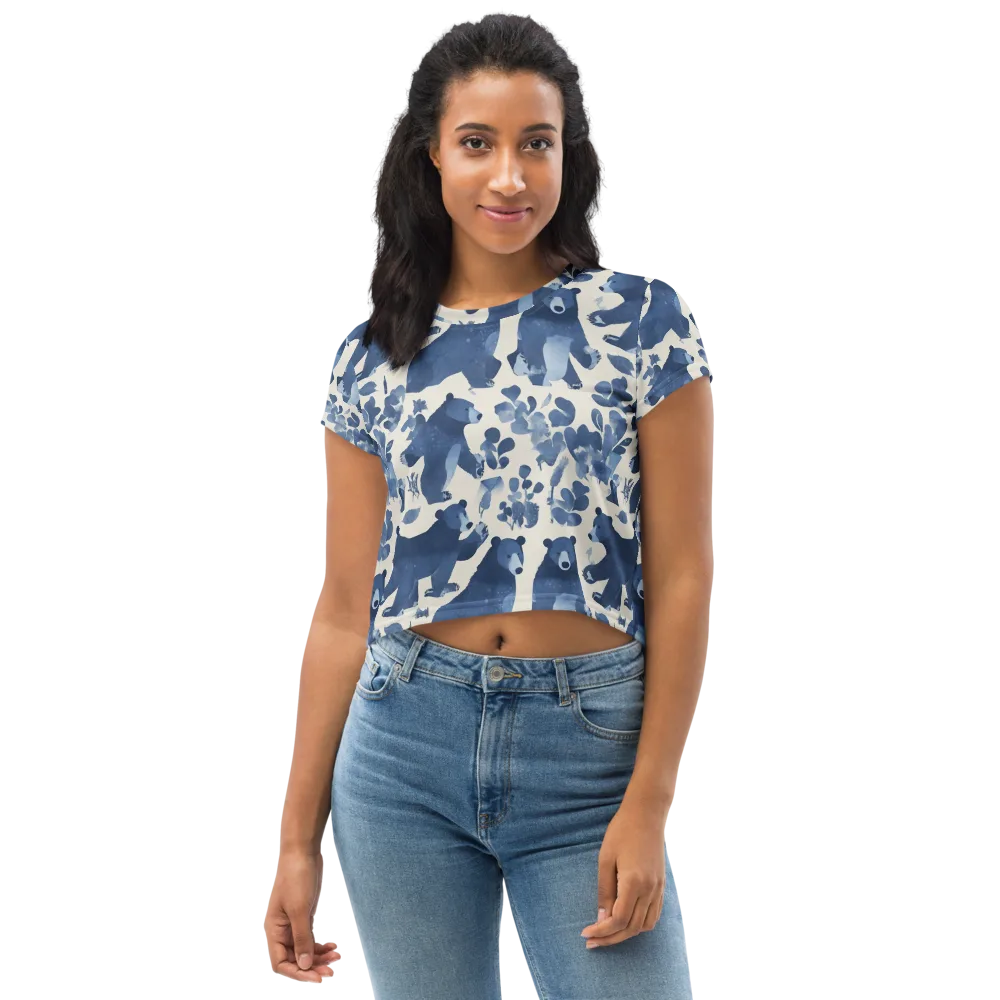 Blue Bearwood on Crop Tee — Front