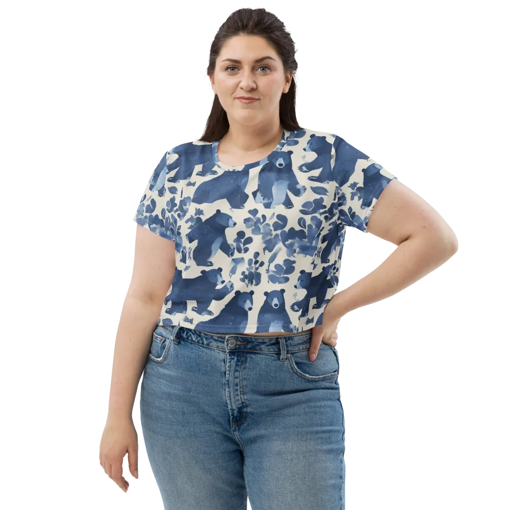 Blue Bearwood on Crop Tee — Front