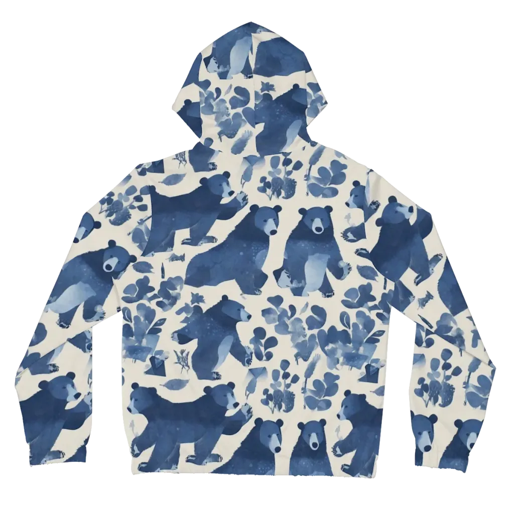 Blue Bearwood on Women's Full-Zip Hoodie — Back