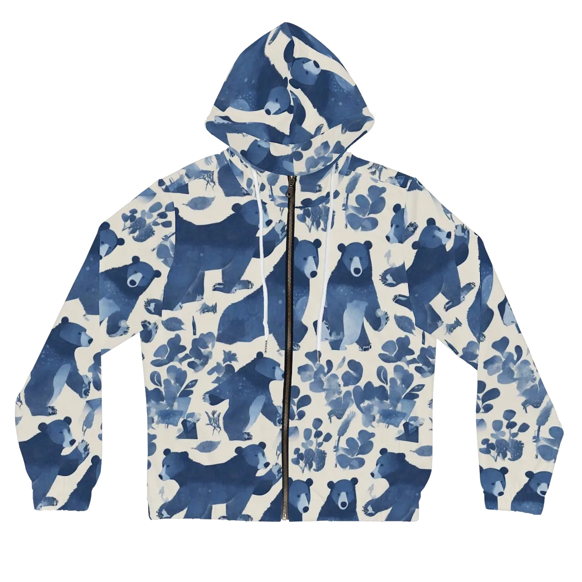 Blue Bearwood on Women's Full-Zip Hoodie — Front