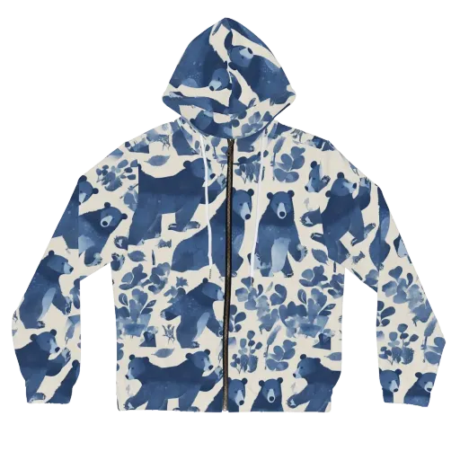 Blue Bearwood on a Women's Full-Zip Hoodie