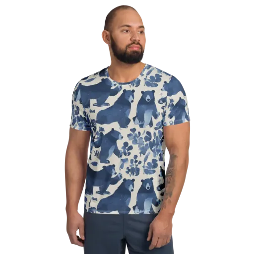 Blue Bearwood on a Men's Athletic T-Shirt
