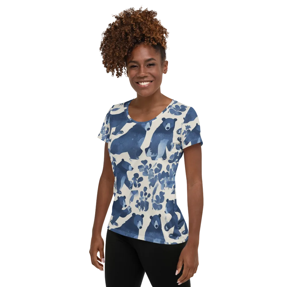 Blue Bearwood on Women's Athletic T-Shirt — Left