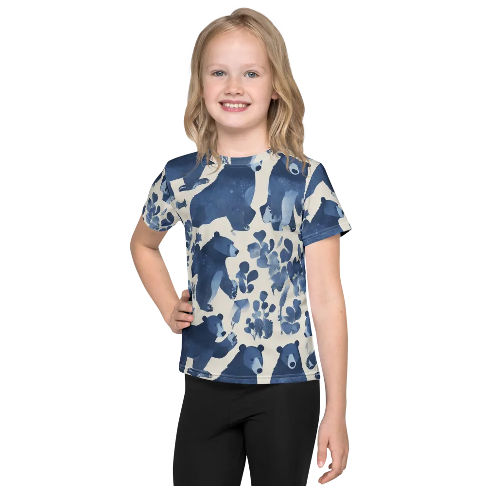 Blue Bearwood on Kids Crew Neck T-Shirt — Front