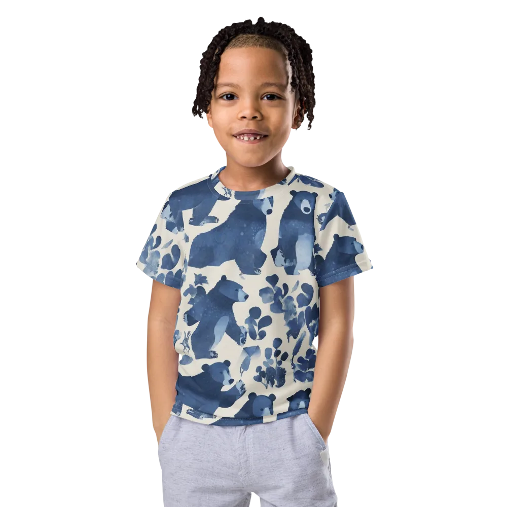 Blue Bearwood on Kids Crew Neck T-Shirt — Front