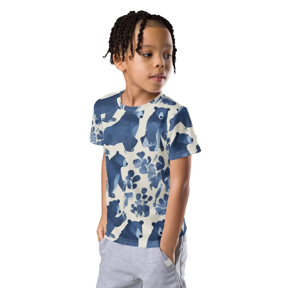 Blue Bearwood on Kids Crew Neck T-Shirt — Left Front