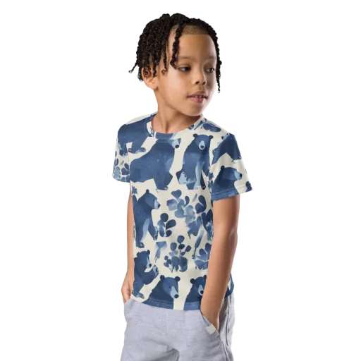 Blue Bearwood on a Kids Crew Neck T-Shirt