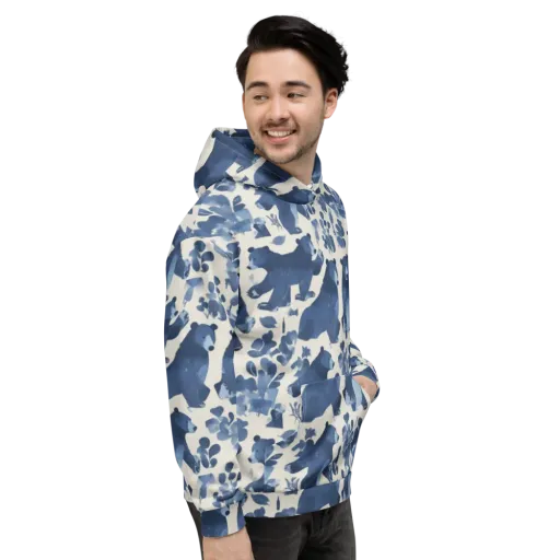 Blue Bearwood on a Hoodie