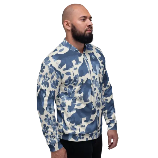 Blue Bearwood on a Bomber Jacket