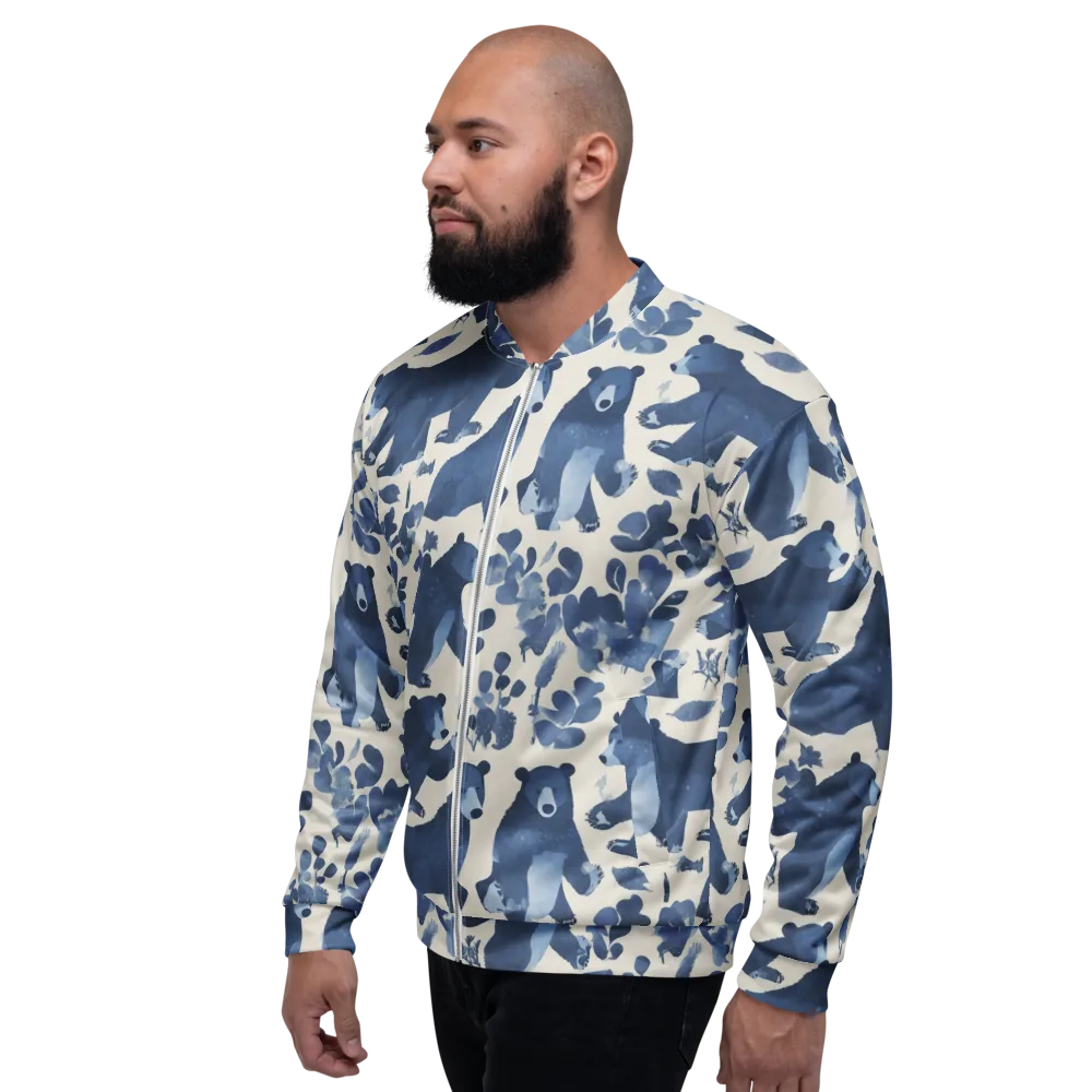 Blue Bearwood on Bomber Jacket — Left