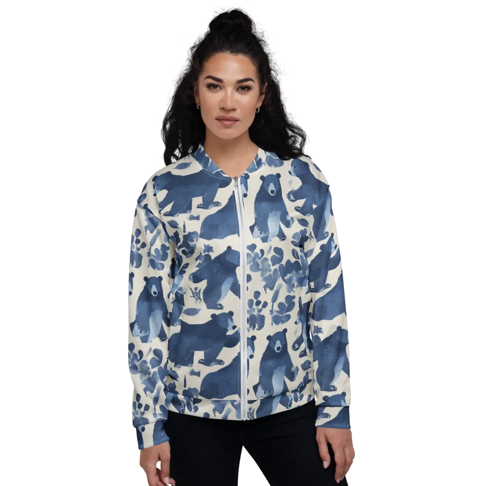 Blue Bearwood on Bomber Jacket — Front