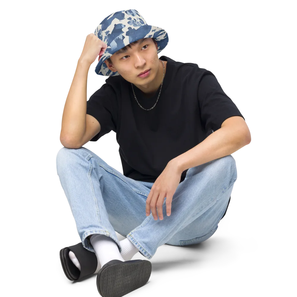 Blue Bearwood on Reversible Bucket Hat — Front 2 Inside