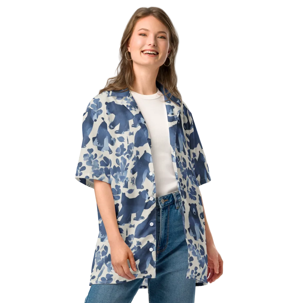 Blue Bearwood on Button Shirt — Front