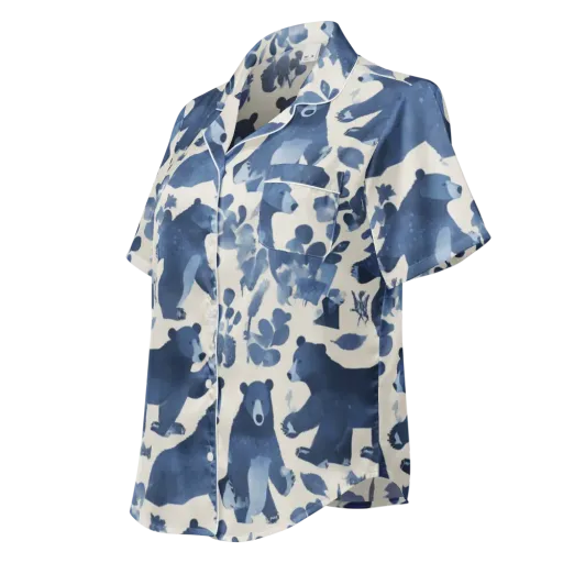 Blue Bearwood on a Women's Short Sleeve Pajama Top