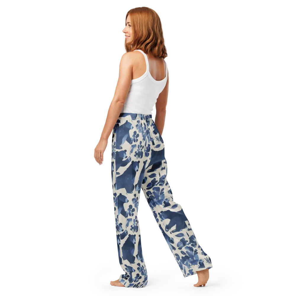 Blue Bearwood on Women's Pajama Pants — Back