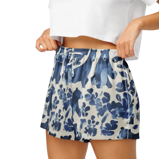 Blue Bearwood on a Women's Pajama Shorts