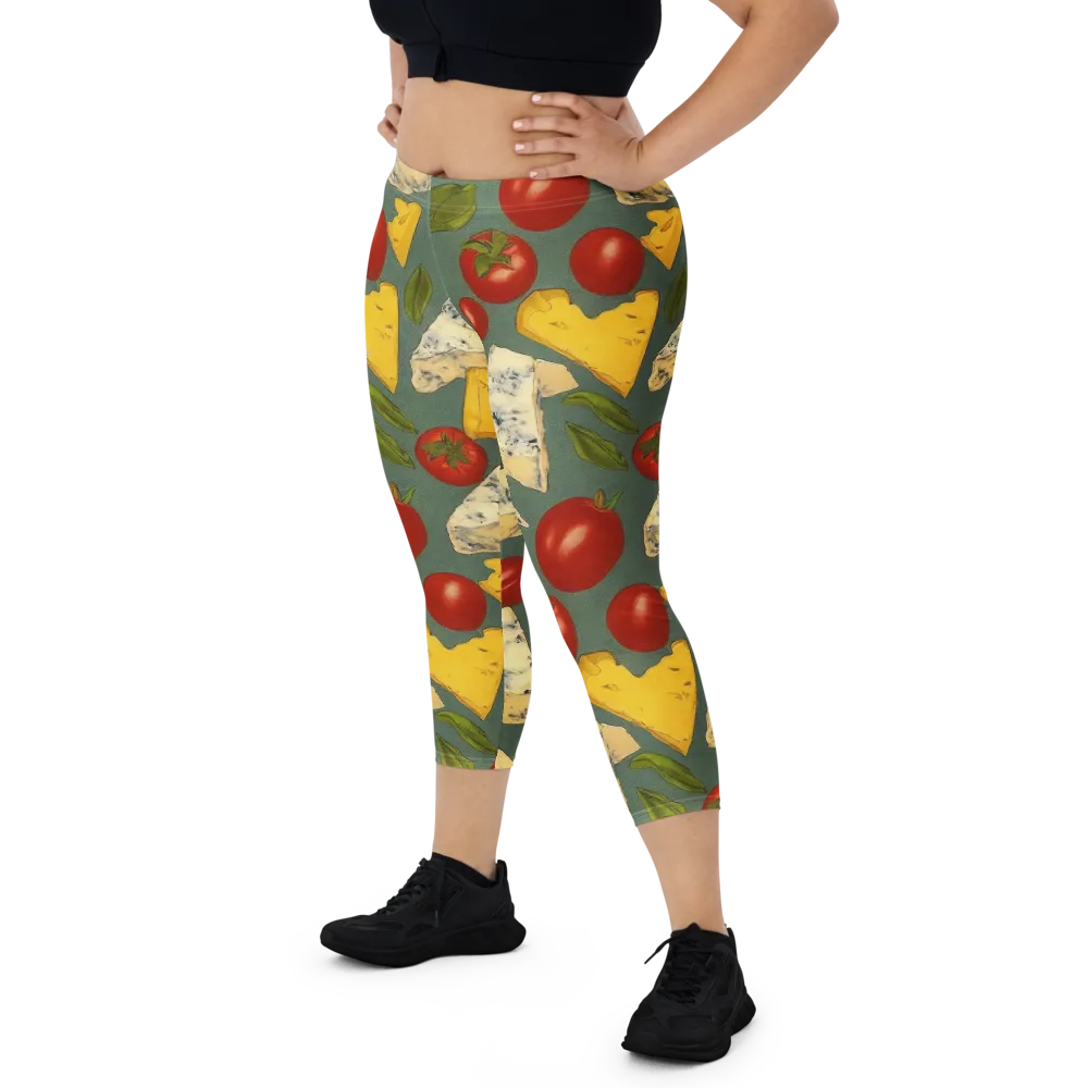 Market Day Blue on Capri Leggings — Front