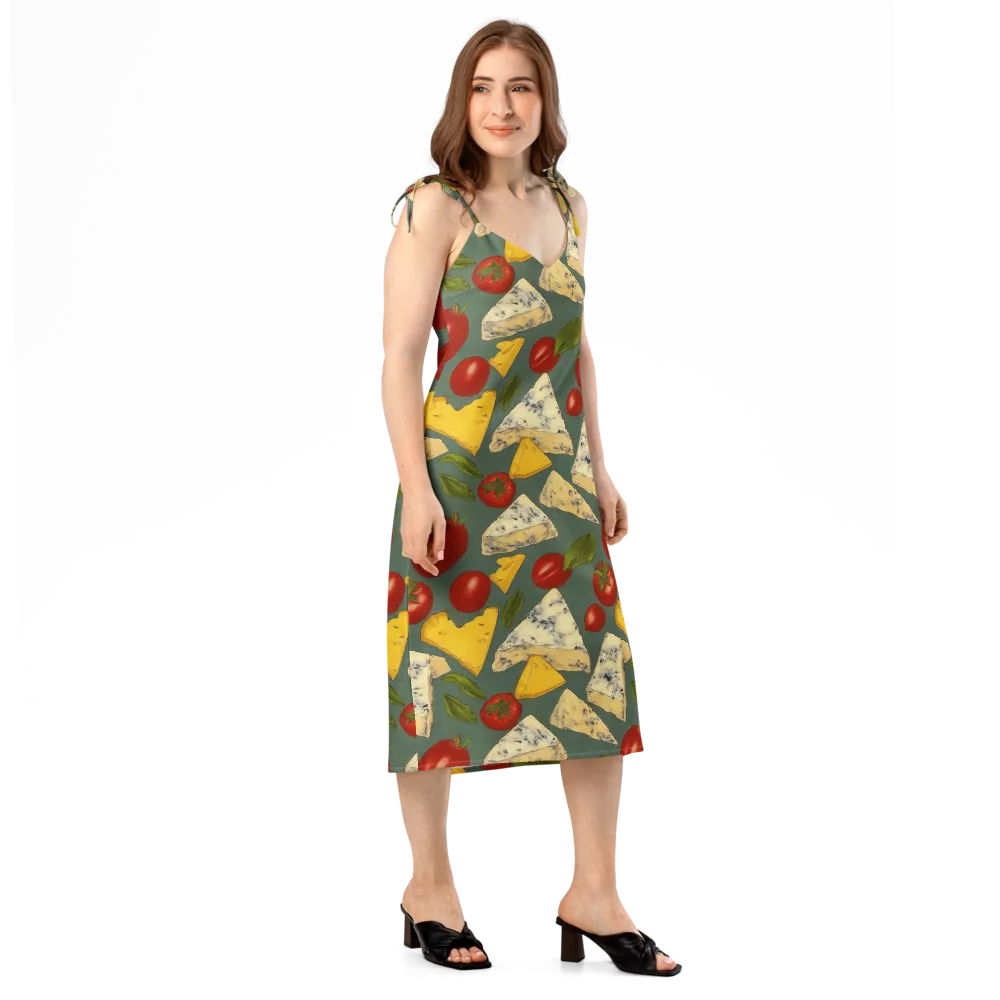 Market Day Blue on Slip Dress — Right Front