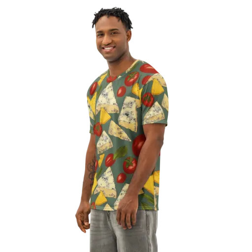 Market Day Blue on a Men's Cotton Crew Neck T-Shirt