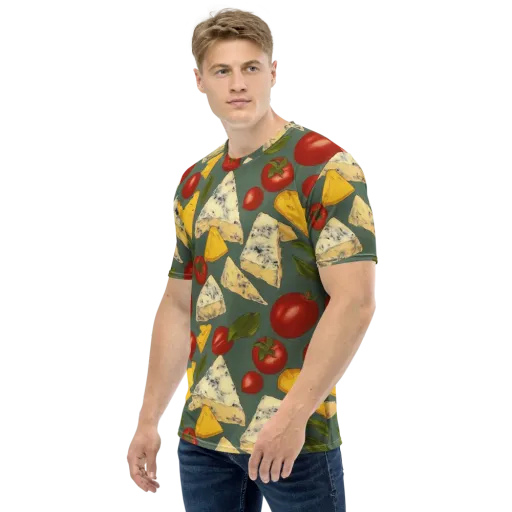Market Day Blue on a Men's Crew Neck T-Shirt