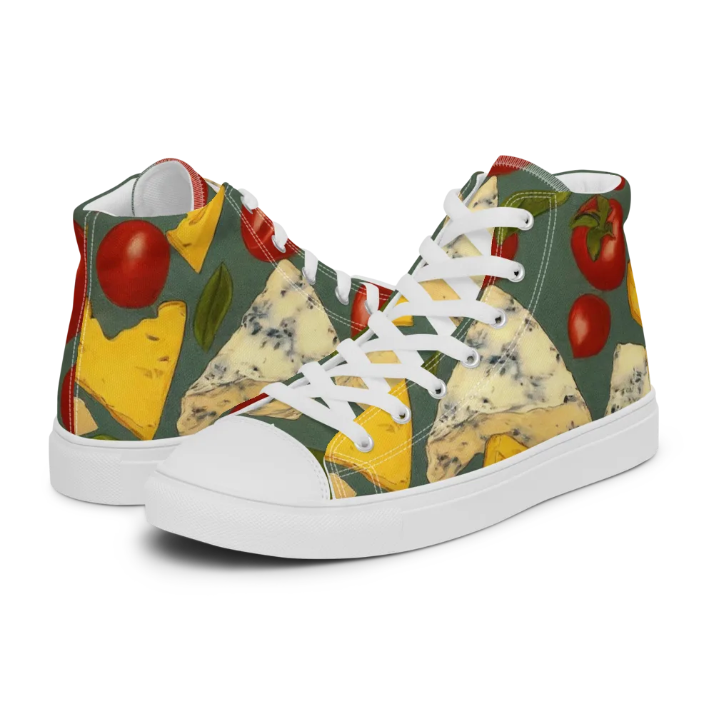 Market Day Blue on Men's High Top Canvas Shoes — Left
