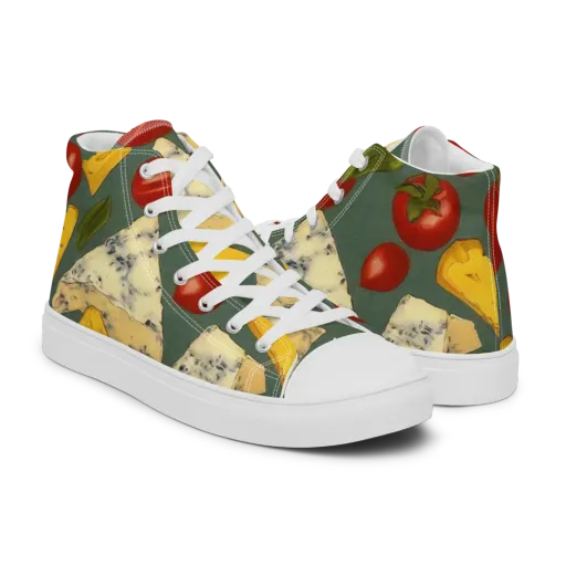 Market Day Blue on a Men's High Top Canvas Shoes