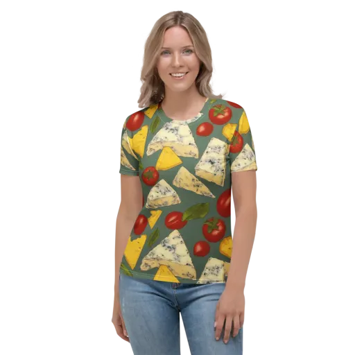 Market Day Blue on a Women's Crew Neck T-Shirt
