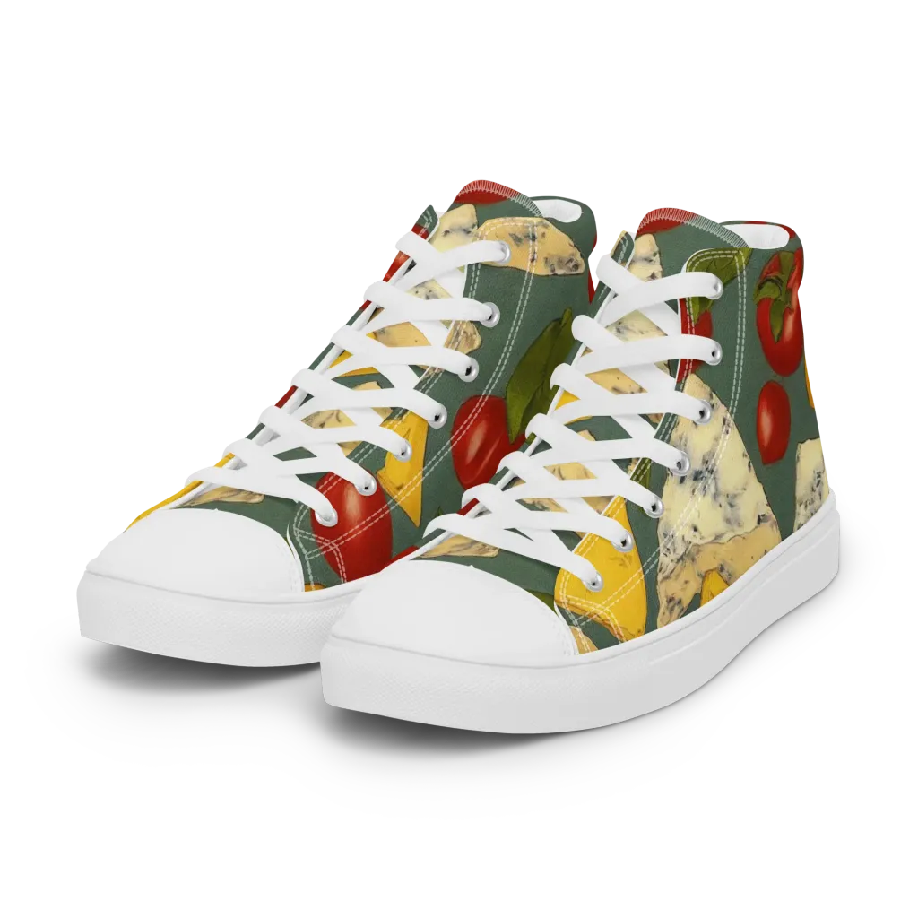 Market Day Blue on Women's High Top Canvas Shoes — Left Front
