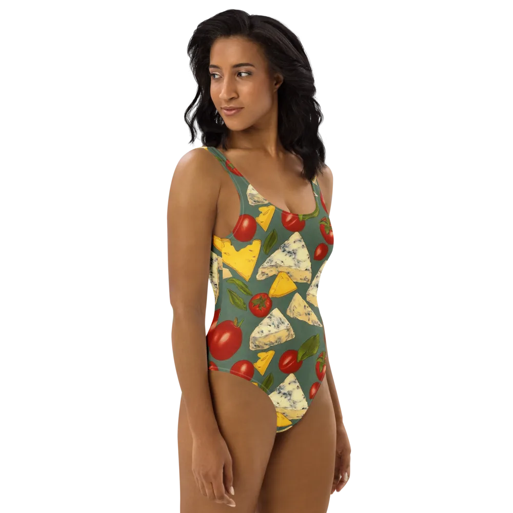 Market Day Blue on One-Piece Swimsuit — Right