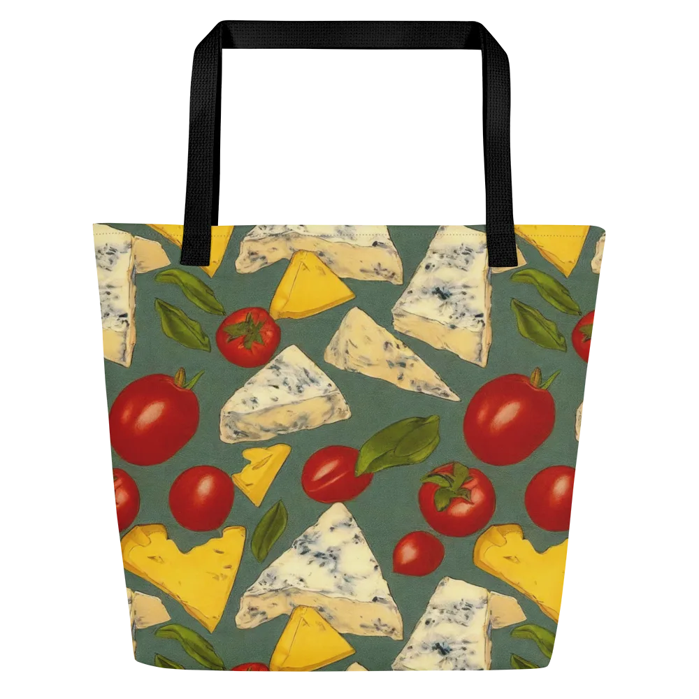 Market Day Blue on Large Tote Bag W/ Pocket — Front