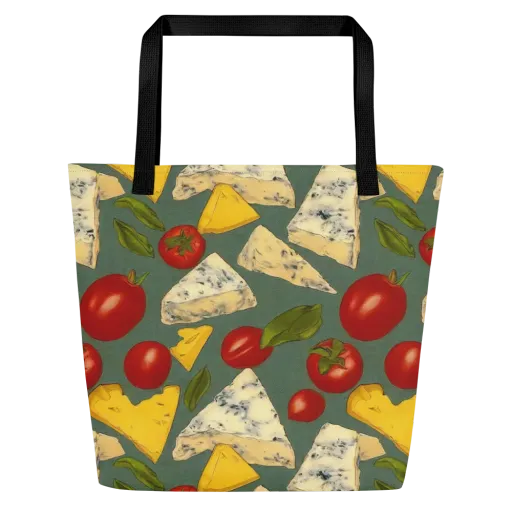 Market Day Blue on a Large Tote Bag W/ Pocket