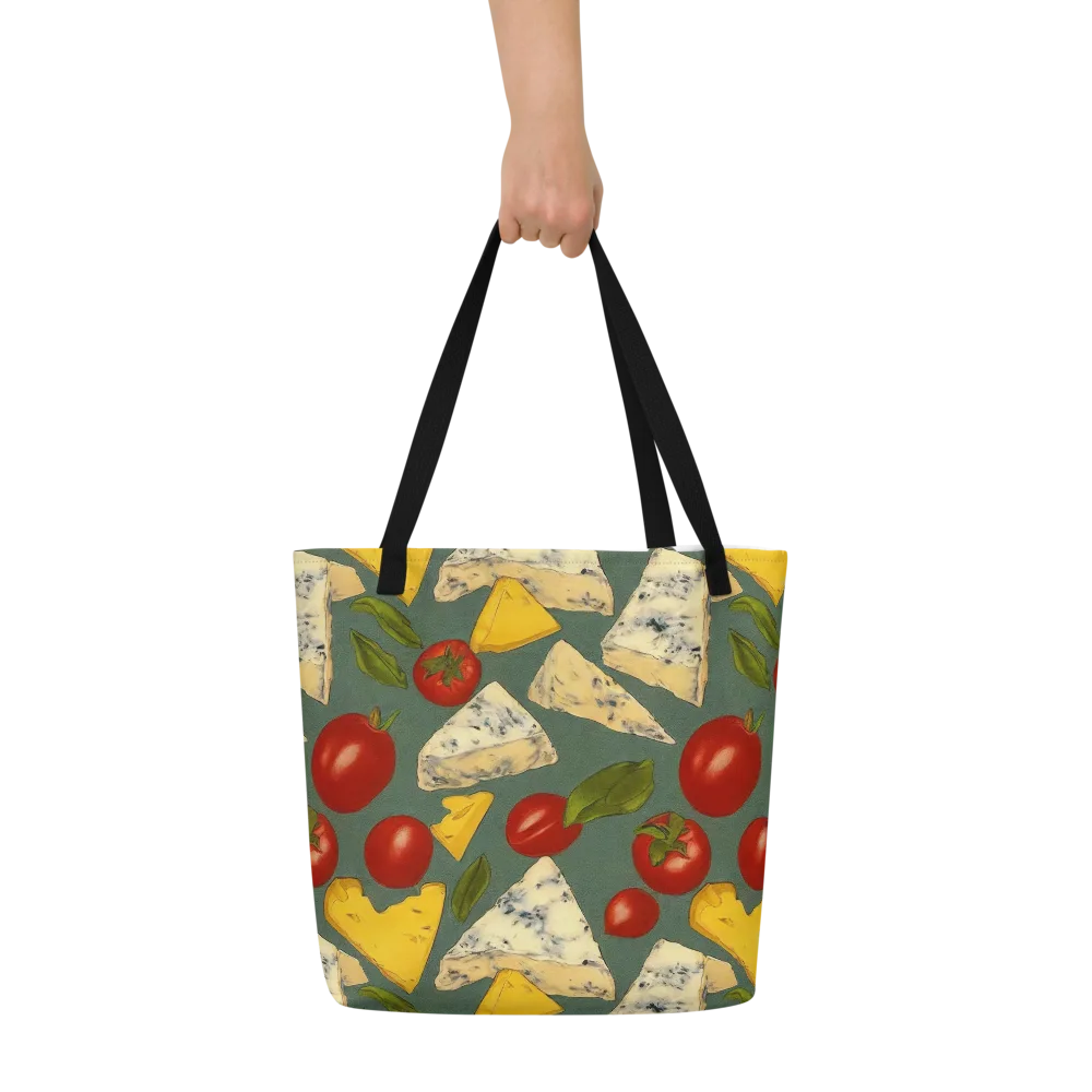 Market Day Blue on Large Tote Bag W/ Pocket — Front