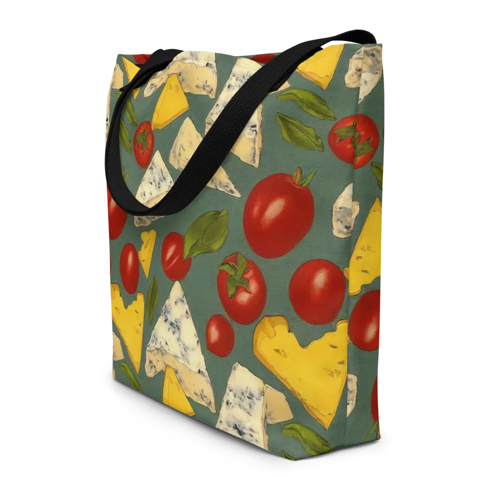 Market Day Blue on Large Tote Bag W/ Pocket — Front