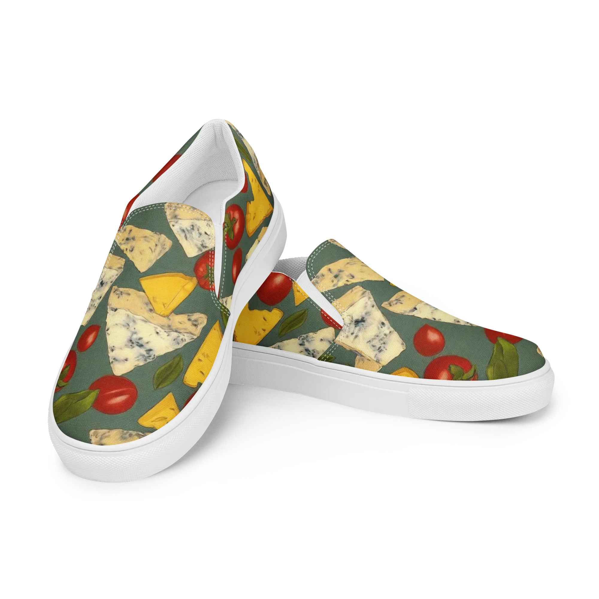 Market Day Blue on Women's Slip-On Canvas Shoes — Left Front