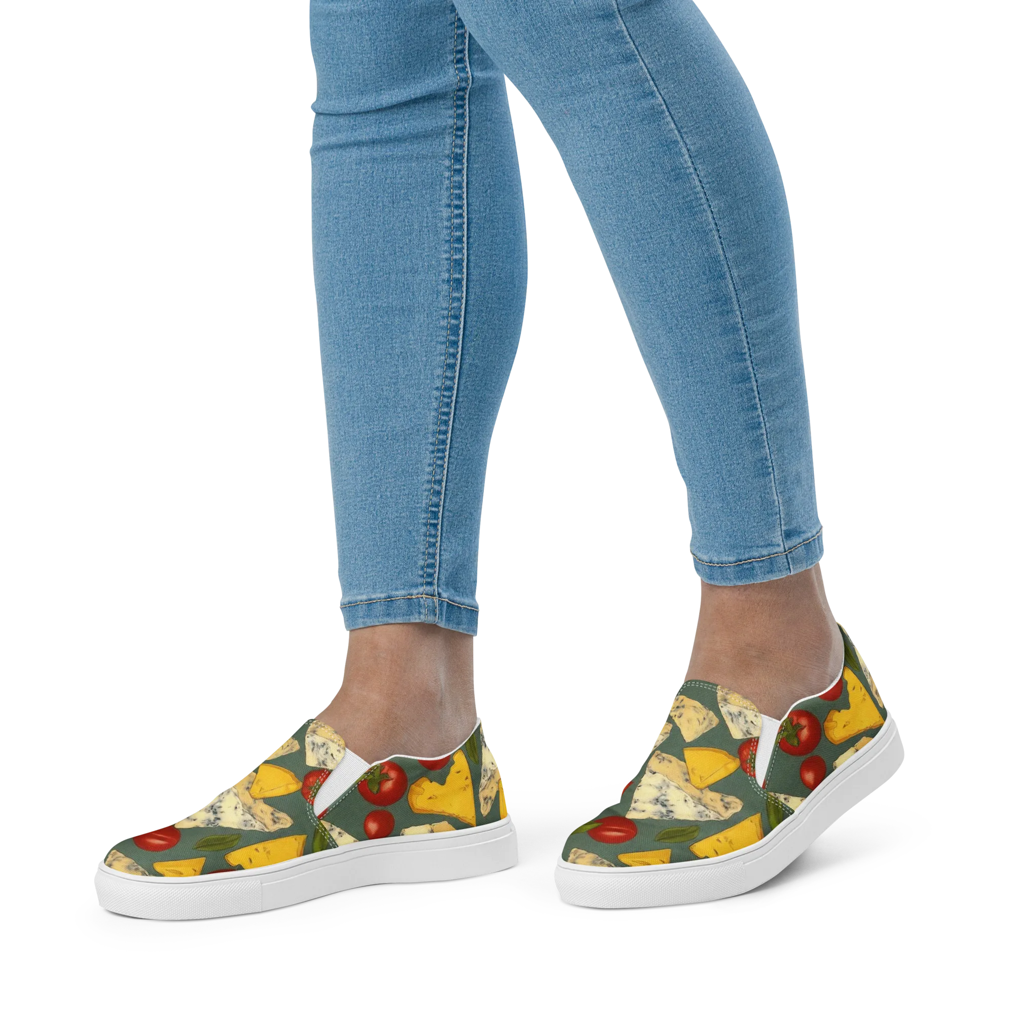 Market Day Blue on Women's Slip-On Canvas Shoes — Front