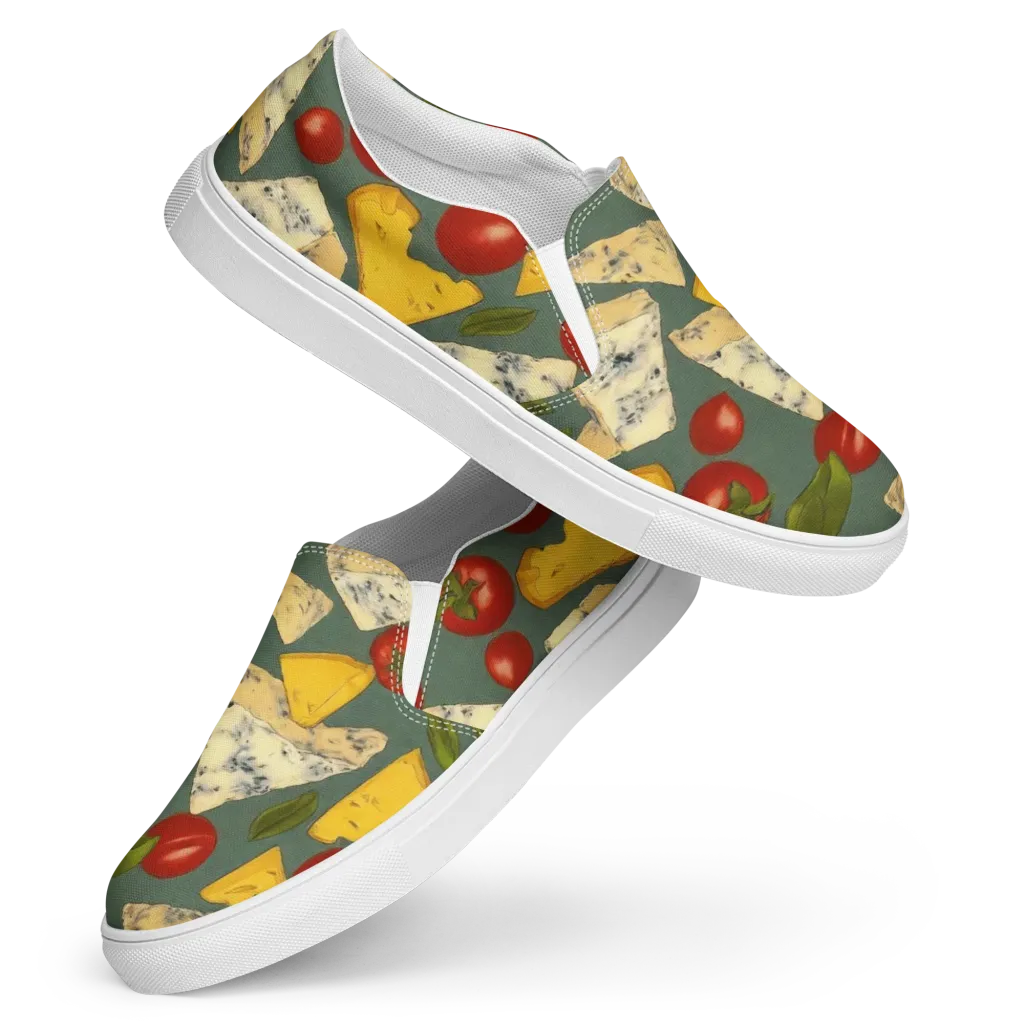 Market Day Blue on Women's Slip-On Canvas Shoes — Front