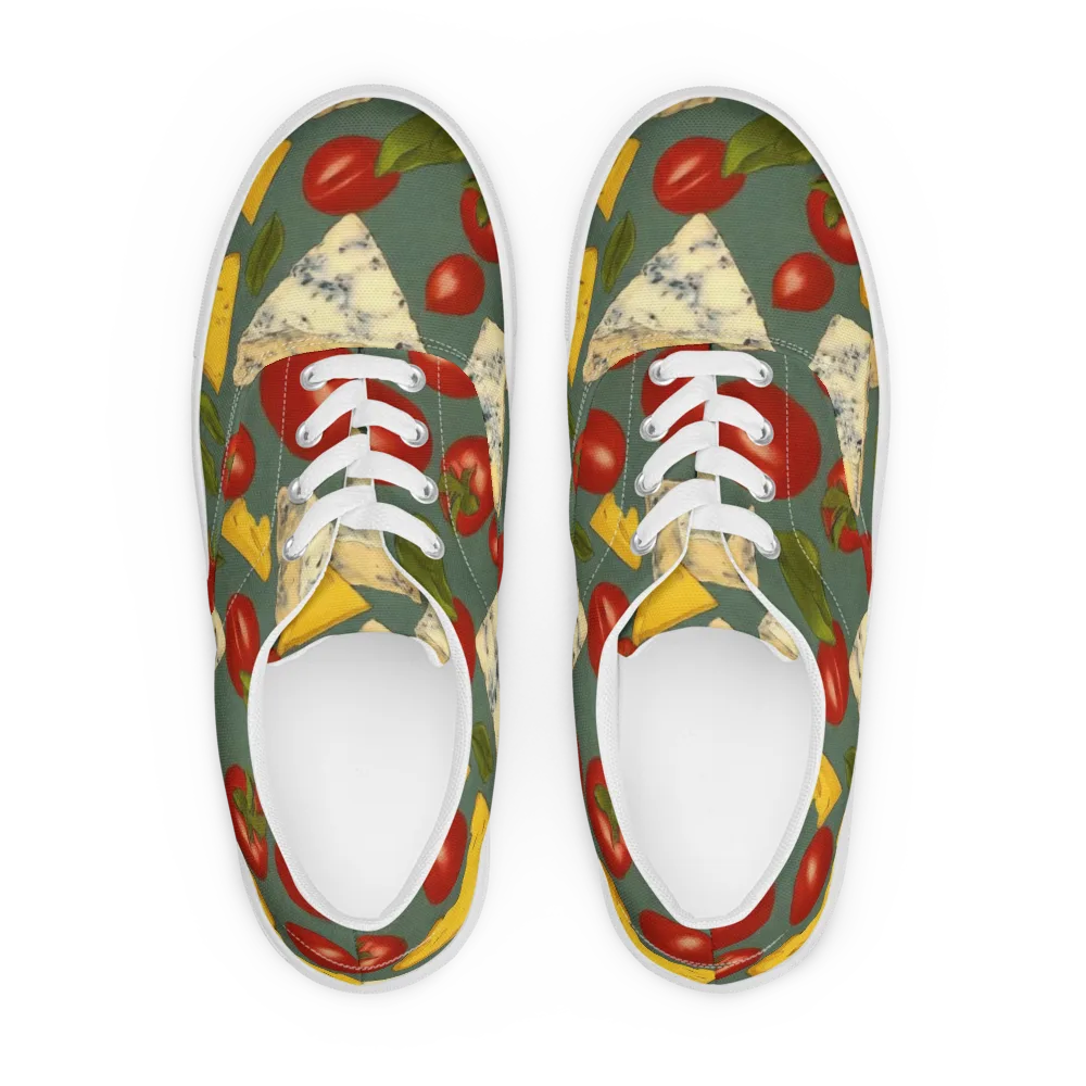 Market Day Blue on Men's Lace-Up Canvas Shoes — Front