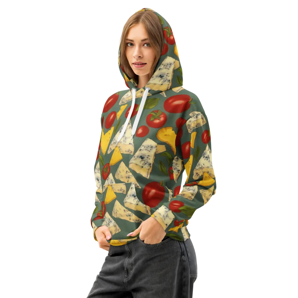 Market Day Blue on Cotton Hoodie — Left Front