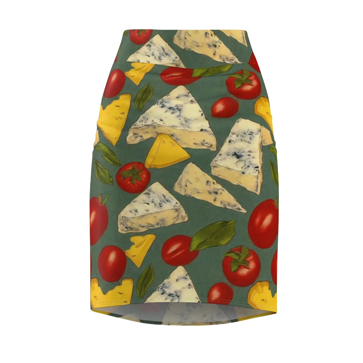 Market Day Blue on Pencil Skirt — Front