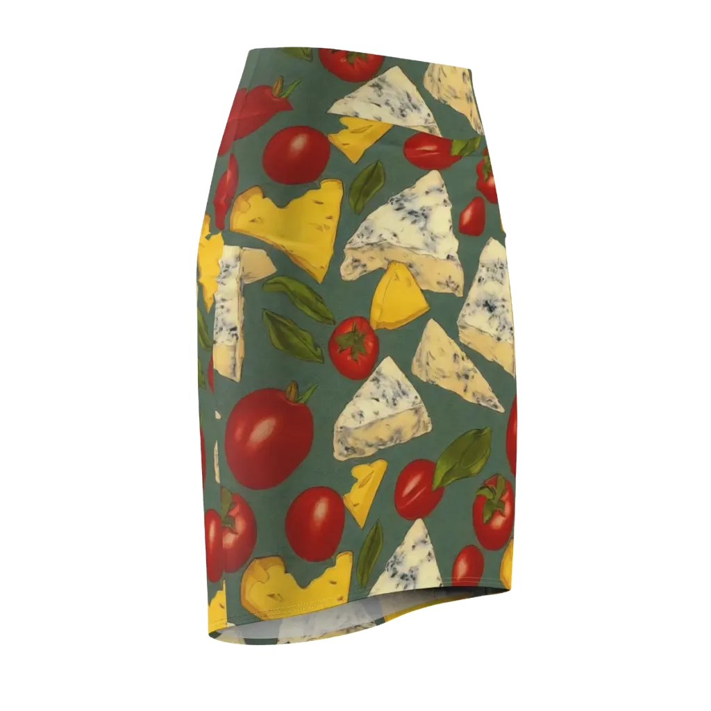 Market Day Blue on Pencil Skirt — Front Side