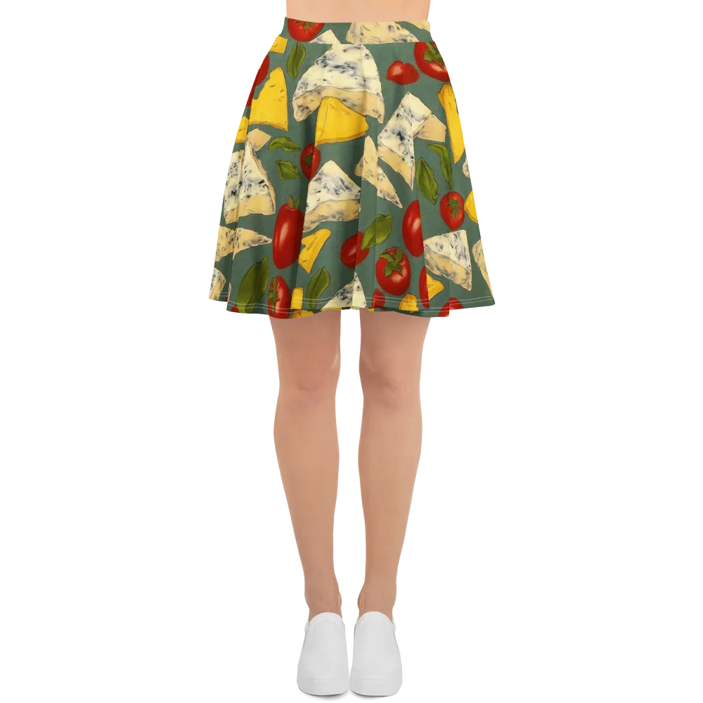 Market Day Blue on Skater Skirt — Front