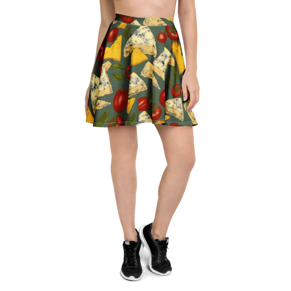 Market Day Blue on Skater Skirt — Front