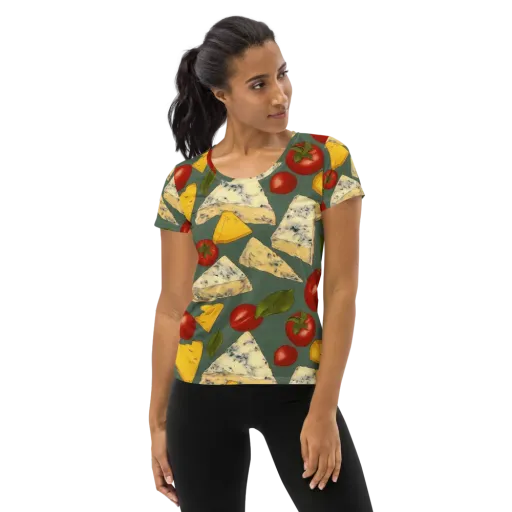 Market Day Blue on a Women's Athletic T-Shirt