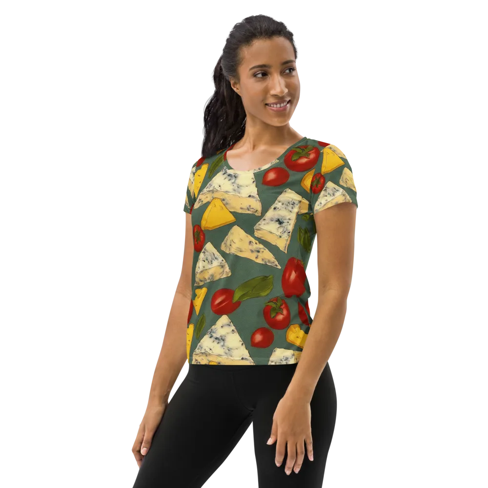 Market Day Blue on Women's Athletic T-Shirt — Left