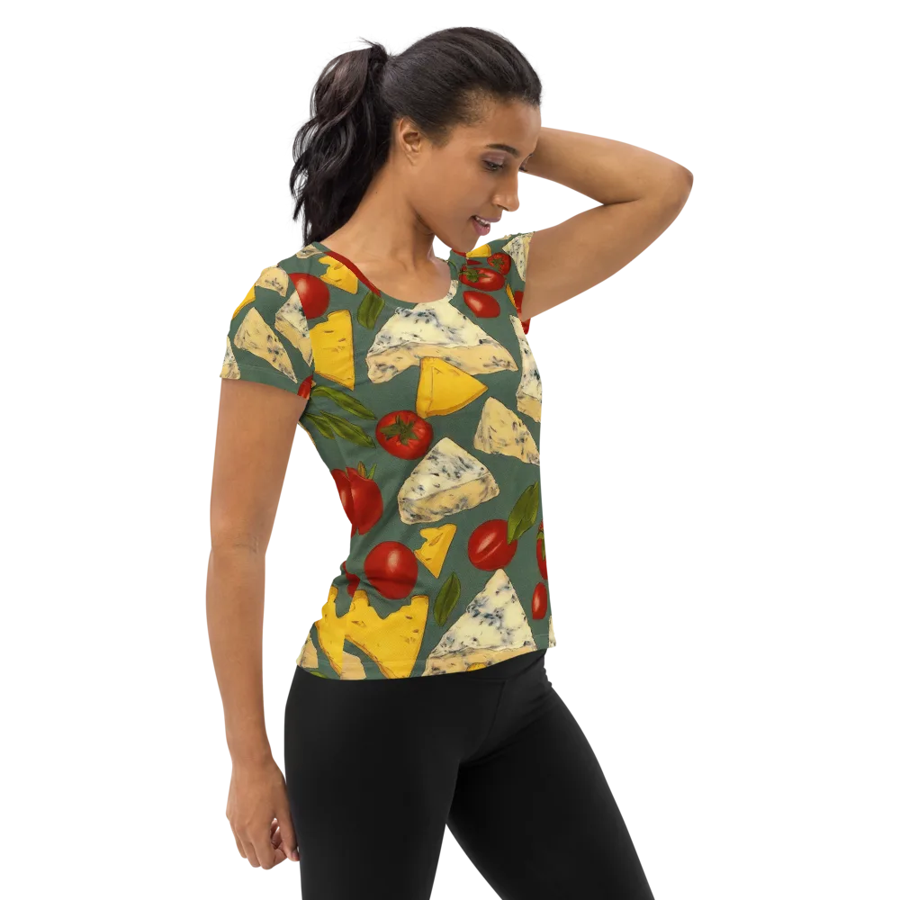 Market Day Blue on Women's Athletic T-Shirt — Right