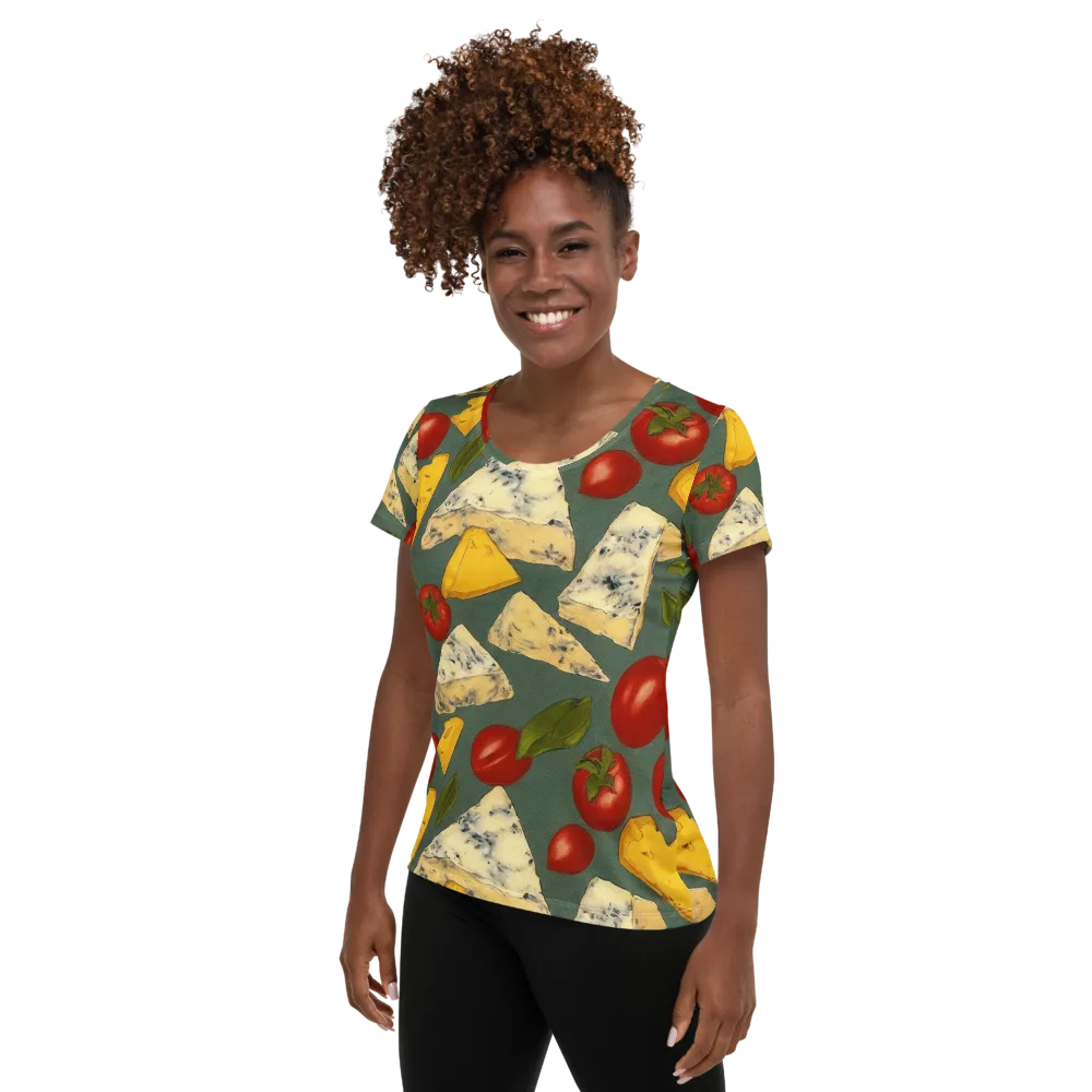 Market Day Blue on Women's Athletic T-Shirt — Left